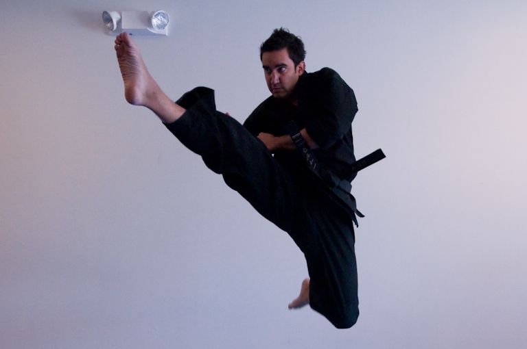 Sensei Lozano demonstrating a Jump Kick