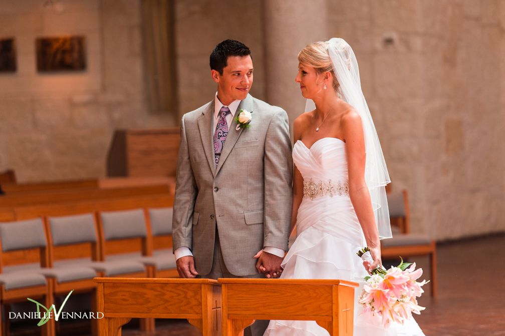 Bride and Groom having a moment during their cerem
