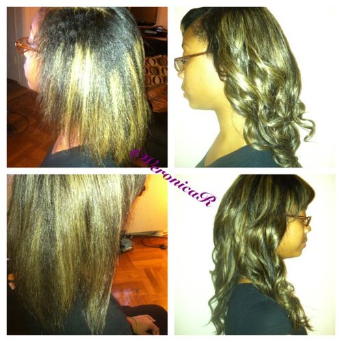 Before and after, partial weave.