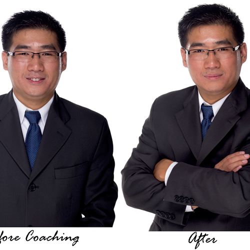 Before and after of a typical business shot.