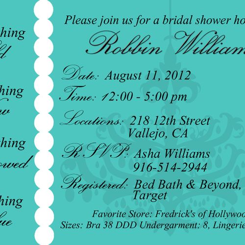 Bridal Shower Brunch Invite....(Inspired by Breakf