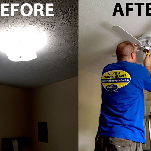 Removing and light and adding a ceiling fan