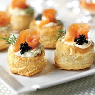 Salmon and Caviar Savory Choux Pastries