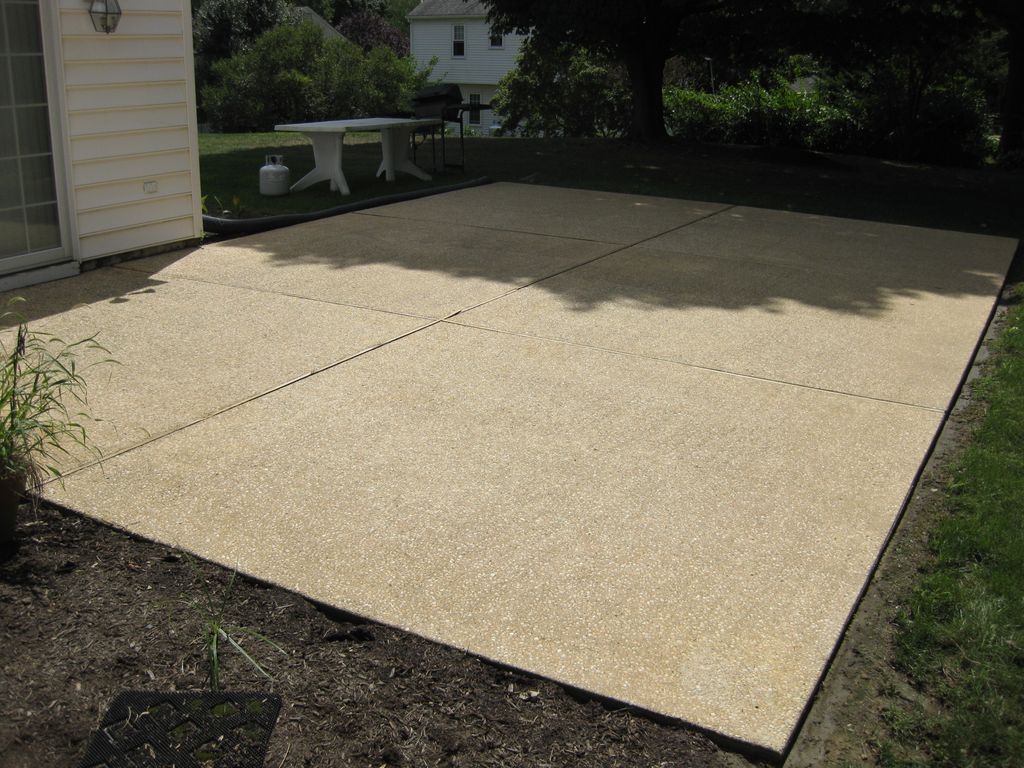 This is a stone aggregate patio we pressure washed