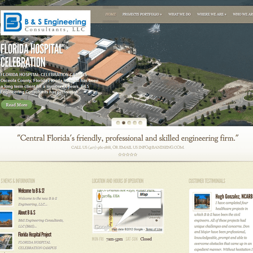 A corporate website designed for an engineering fi