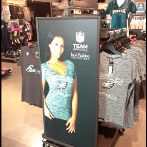 NFL T-Shirt Design featured on in-store promotiona