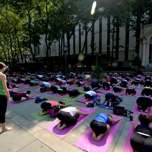 Assisting Yoga classes in Bryant Park