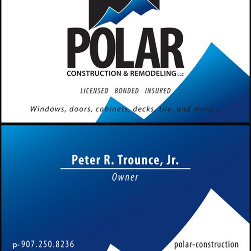Business card design for Polar Construction & Remo