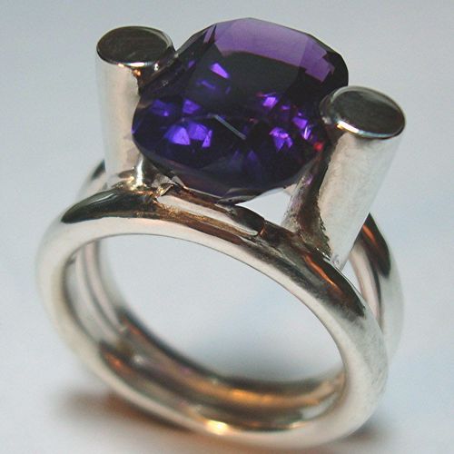 Custom sterling silver and deep purple amethyst co