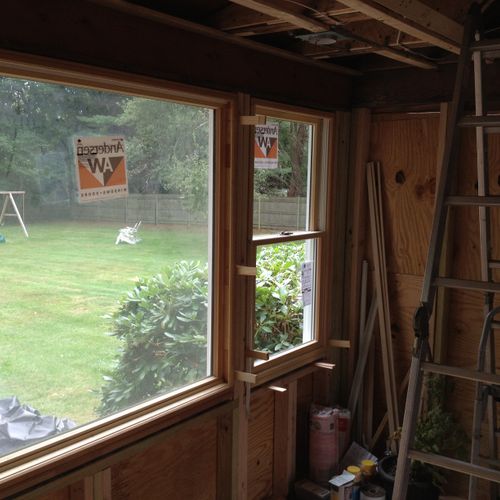 Westwood, MA-Framed new walls and installed new wi