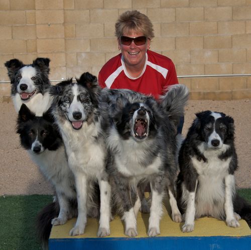 Ann Braue and her dogs (in order from left to righ