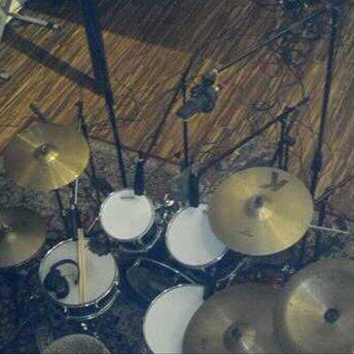 Top view of the kit with mics from a recent sessio