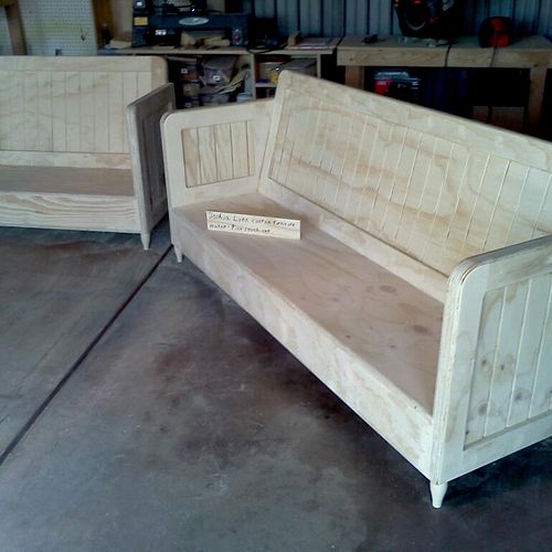 Couch set, custom turned legs. Fluting done with r