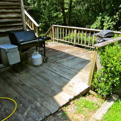 This deck we resurfaced. Pressure washed then tore