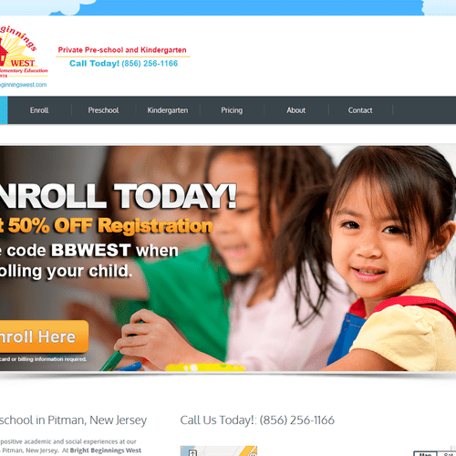 Home page for Bright Beginnings West Preschool.  O