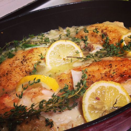 Braised Chicken with Lemon and Thyme