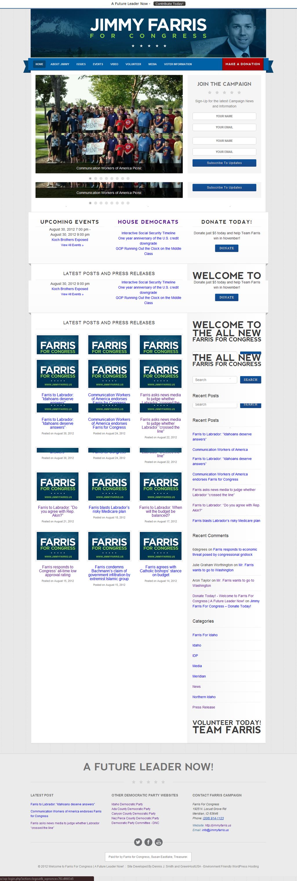 Custom WordPress website for political campaign in
