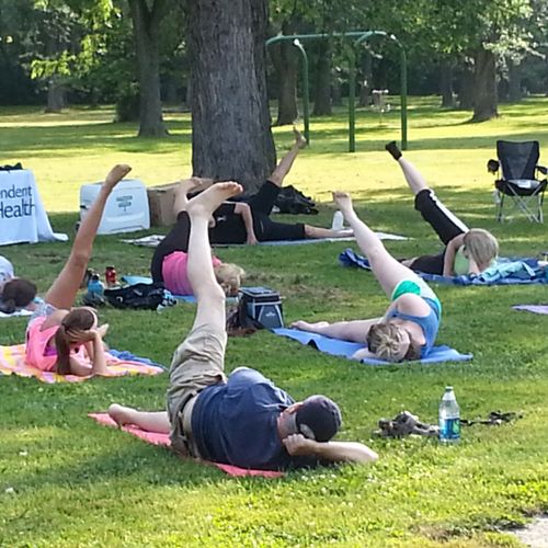 Teaching Free Yoga class at Ellicott Creek Park, 2