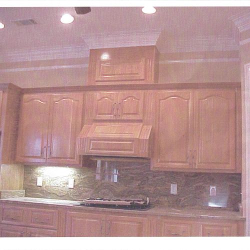 cherry kitchen with granite counter top and granit