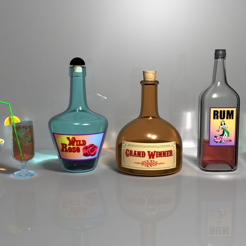 Bottles rendered with Mental Ray