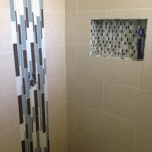 New shower with custom tile.