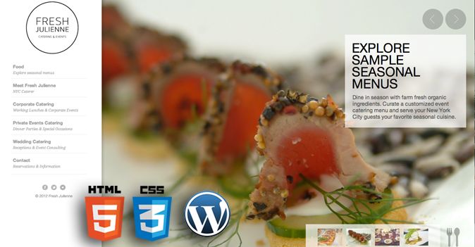 Wordpress website design for a catering company in