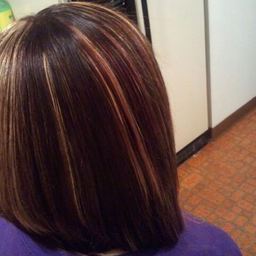 a side view of the A line bob and the new color jo