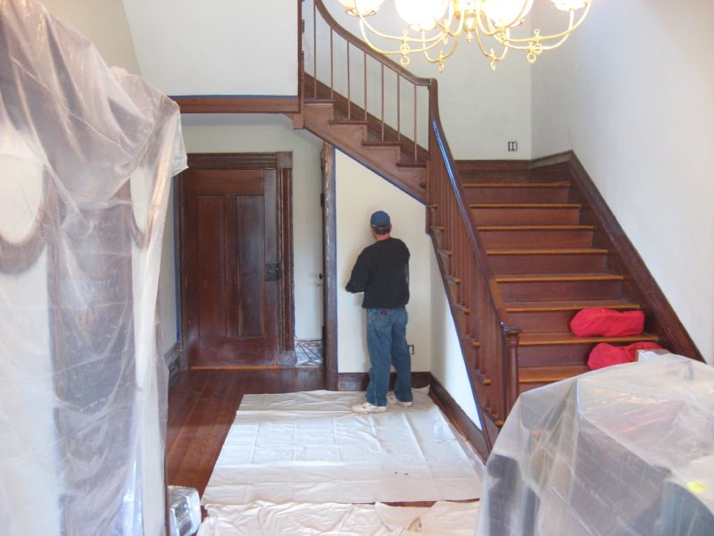 Prepping walls on an 1832 house. Plaster walls are