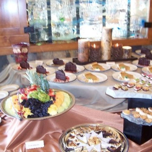 Spread of Dessert and fruit station.