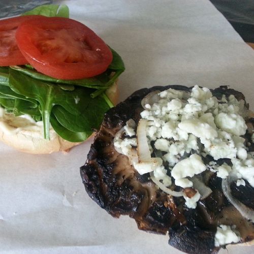 Portabello Mushroom Burger with Blue Cheese Crumbl