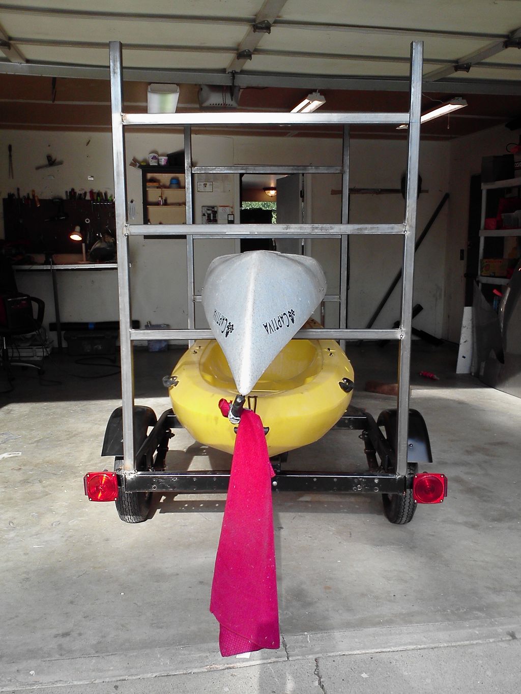 A trailer that I re-built with a kayak rack that I