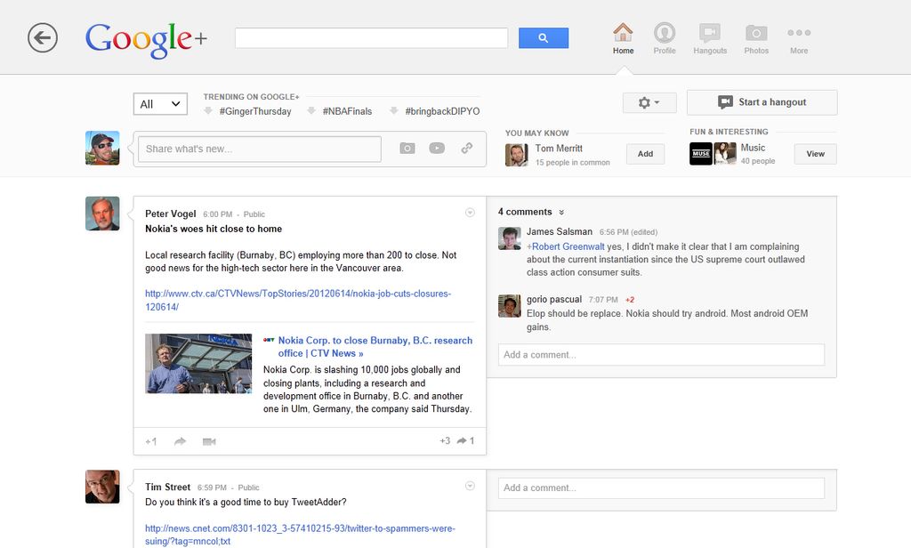 A Windows 8 Store application concept for Google+