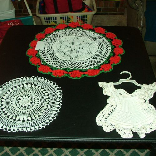assorted doilies and Victorian bib