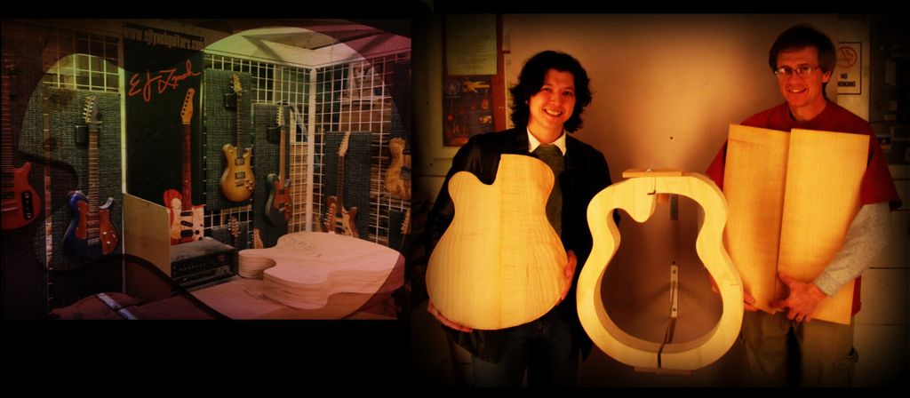 Jason working with master luthier Ed Lynch of E.J.