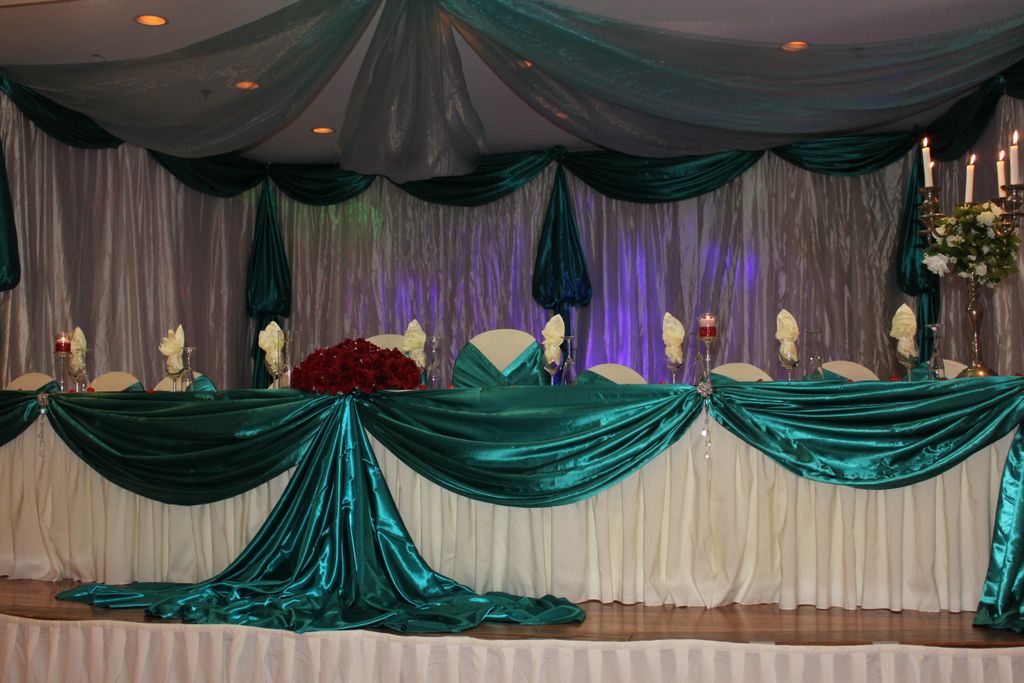 High table and draping