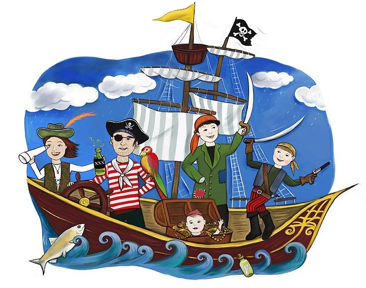 Custom family portrait, PIRATES