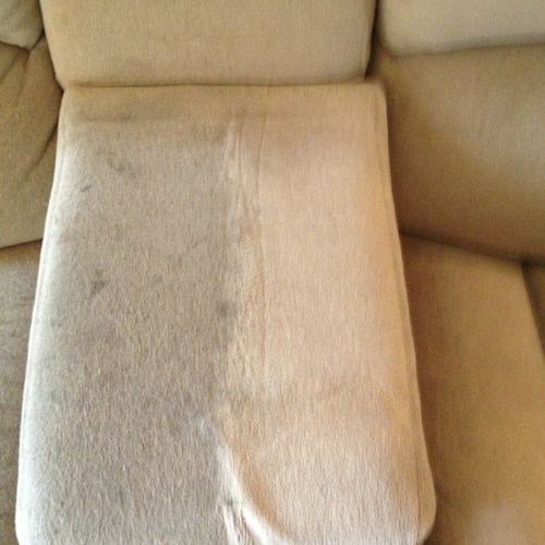sample cleaning of microfiber couch