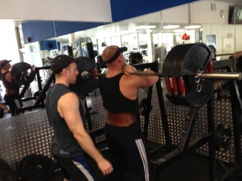Me about to front squat 315 pounds for 8 reps.
