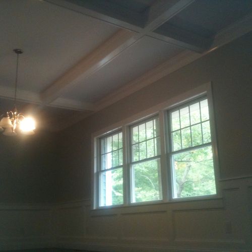 Coffered ceiling with raised paneling