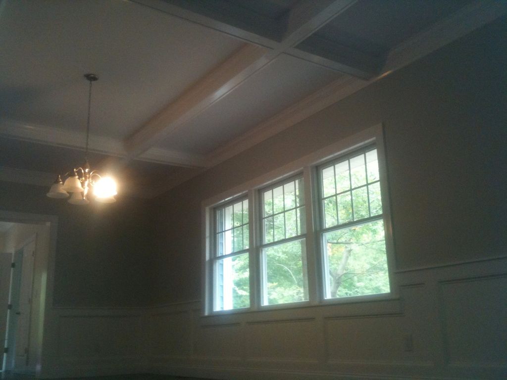 Coffered ceiling with raised paneling