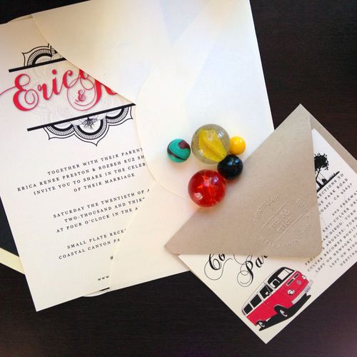 Eclectic Wedding Invitations showcase the bride an