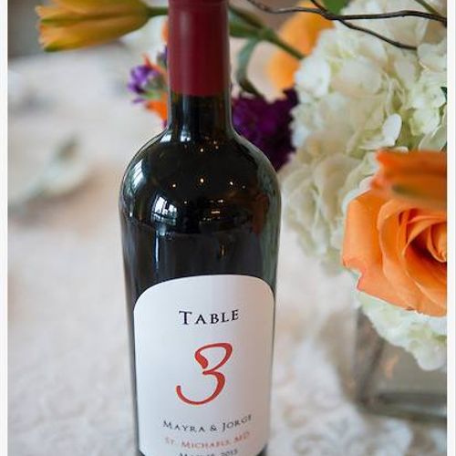 Love: Custom Wine Table Numbers Labels  with Recep