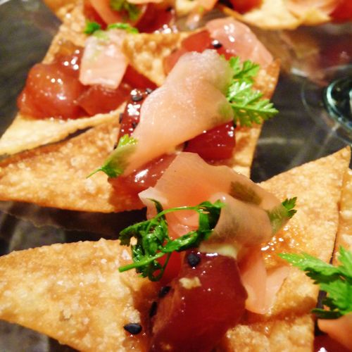 Ahi Nachos with Wasabi, Pickled Ginger and Chervil