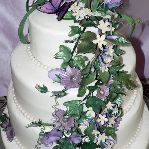Four tiered garden wedding cake! Everything on thi