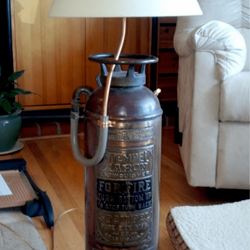 A lamp made from an antique fire extinguisher, ben