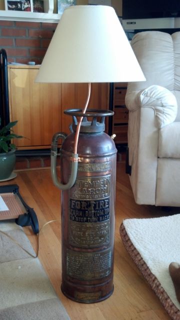 A lamp made from an antique fire extinguisher, ben
