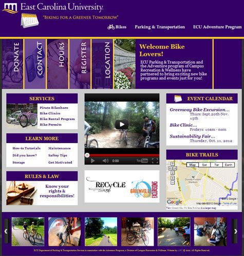 East Carolina University Bike Website:
www.ecu.edu