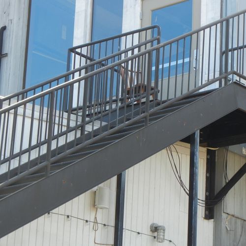 Steel railings and stairs.