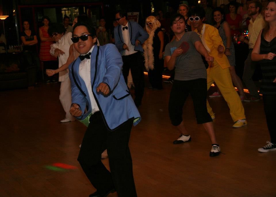 Roy teaching the Gangnam Style choreography at a d
