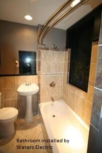 Bathroom installed by Waters Electric, tile, batht